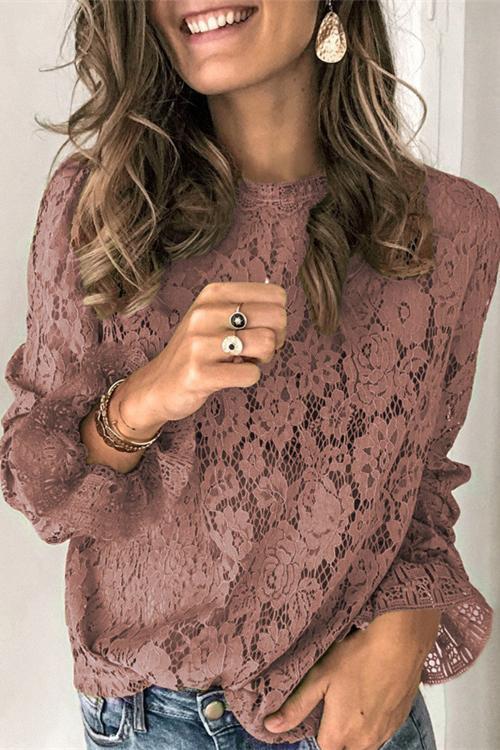 Bell Sleeves Lace Pullover Tops