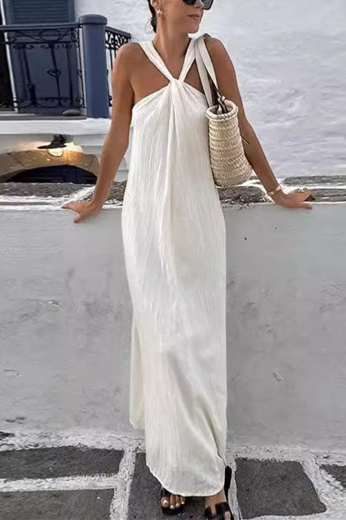 Chic Sleeveless Flowy Maxi Holiday Dress