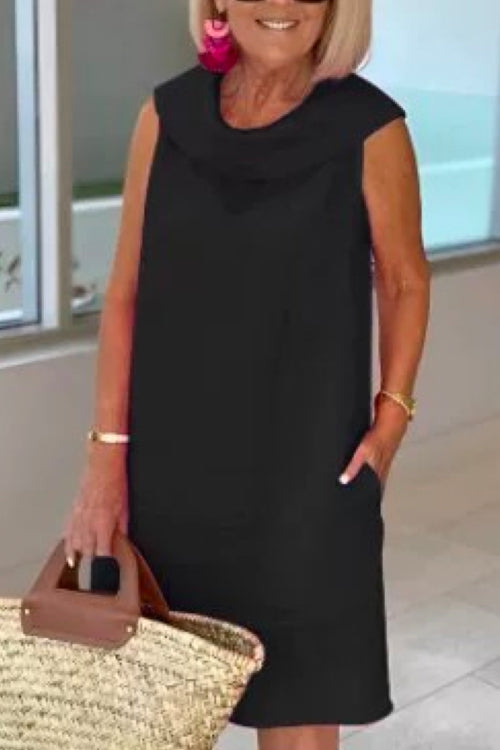 Solid Sleeveless Cotton Linen Loose Dress