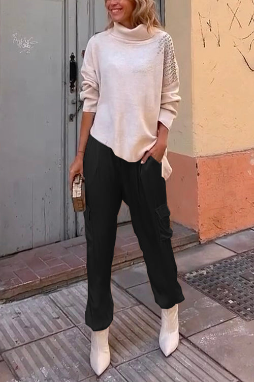 Casual Pocketed Cargo Satin Jogger Pants