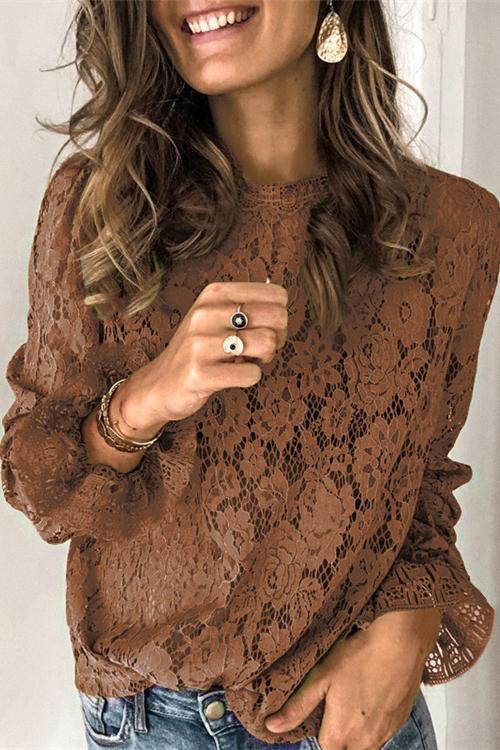 Bell Sleeves Lace Pullover Tops