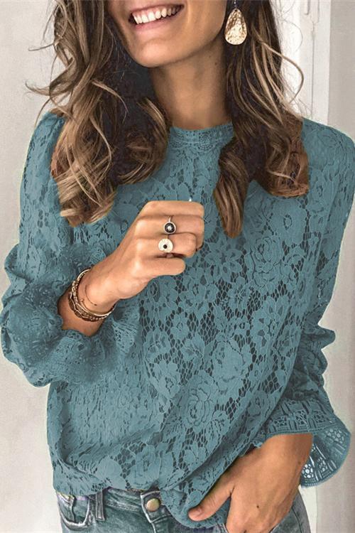 Bell Sleeves Lace Pullover Tops