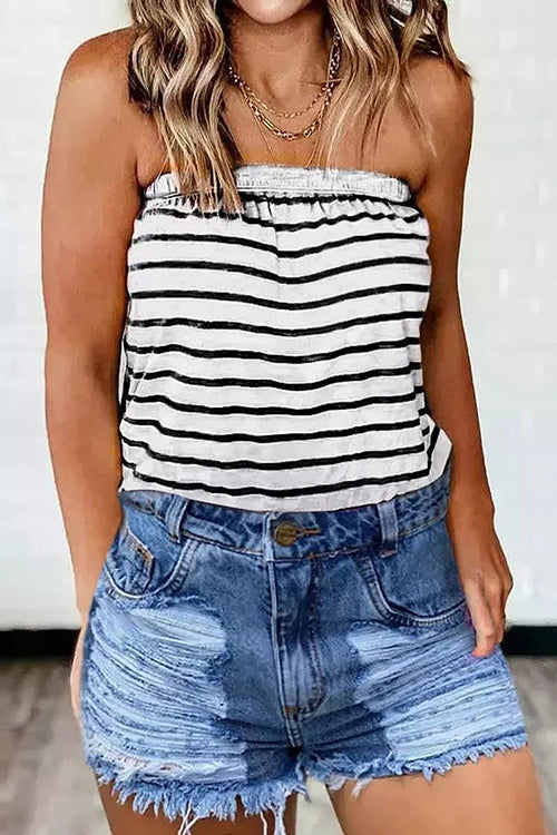 Off Shoulder Color Block Striped Top