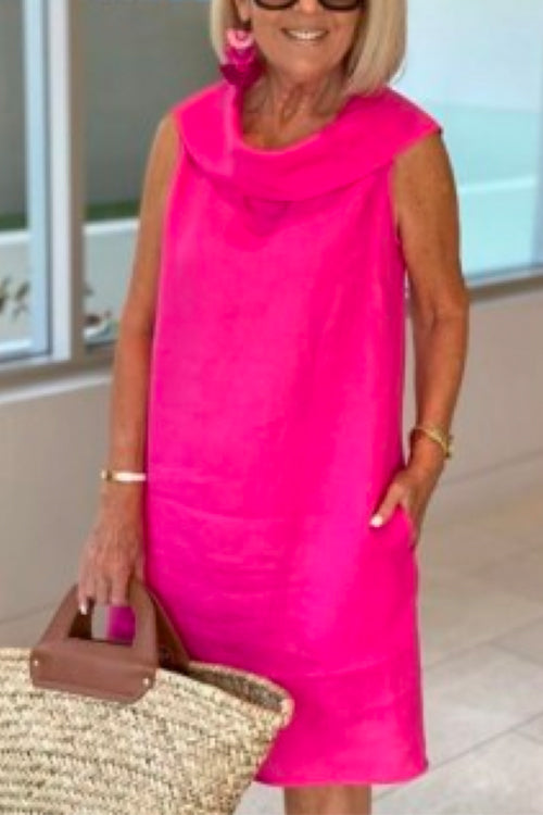 Solid Sleeveless Cotton Linen Loose Dress