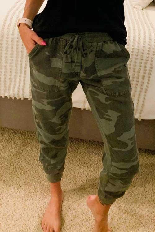 Casual Drawstring Waisted Camo Jogger