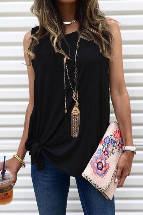 Casual Sleeveless Solid Waistcoat T-shirt