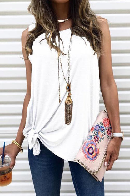 Casual Sleeveless Solid Waistcoat T-shirt