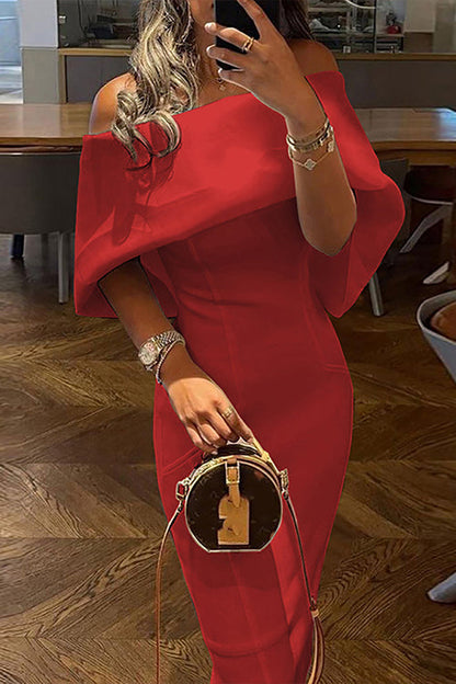 Solid Off Shoulder Bodycon Party Dress