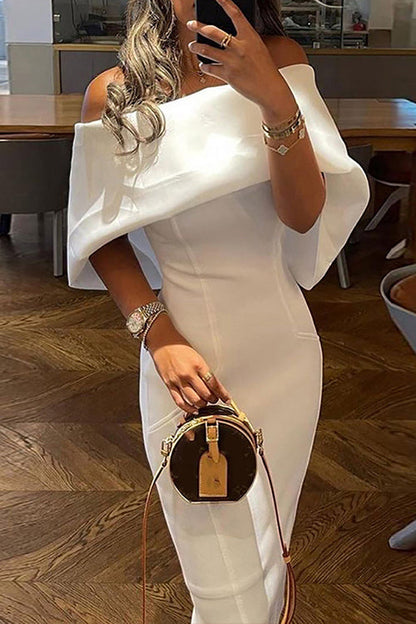 Solid Off Shoulder Bodycon Party Dress