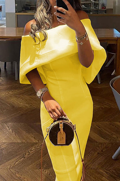 Solid Off Shoulder Bodycon Party Dress