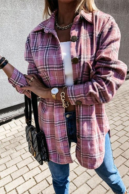 Button Down Pockets Boyfriend Plaid Shirts