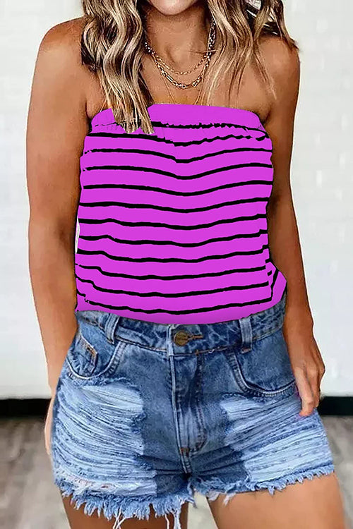 Off Shoulder Color Block Striped Top