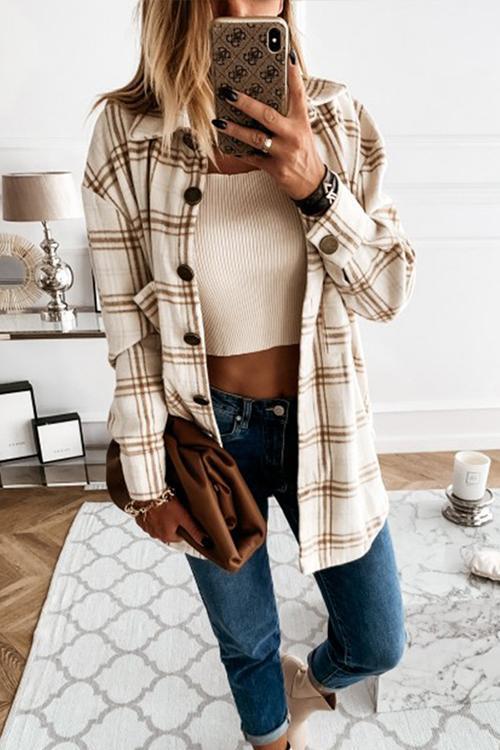 Button Down Pockets Boyfriend Plaid Shirts