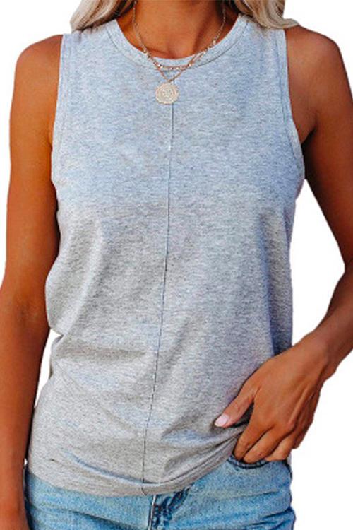 Sue Crewneck Solid Tank Top