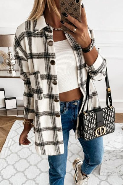 Button Down Pockets Boyfriend Plaid Shirts