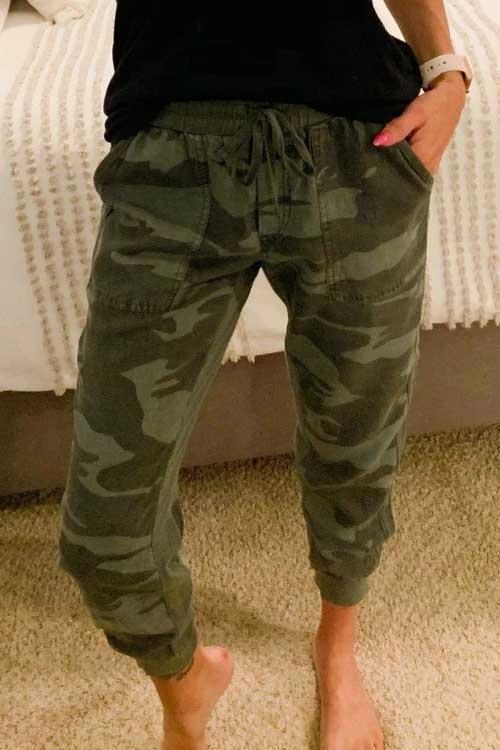 Casual Drawstring Waisted Camo Jogger