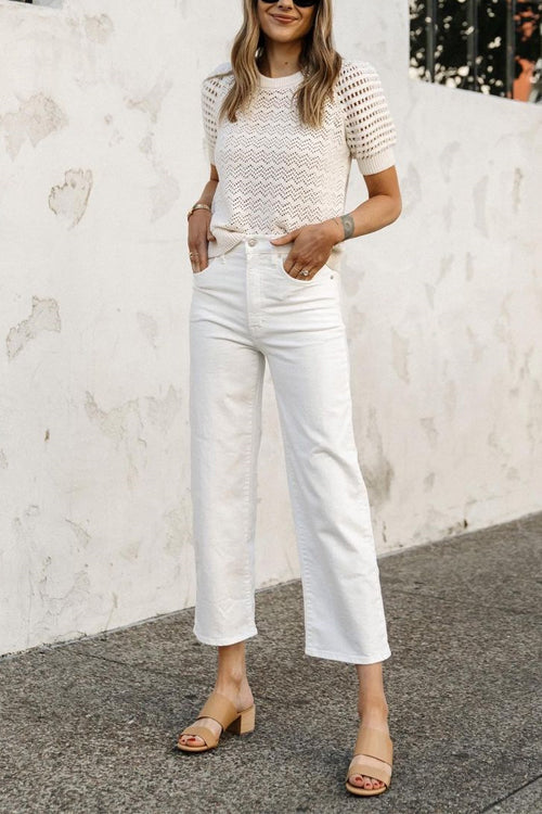 Short Sleeves Crochet Hollow Out Sweater