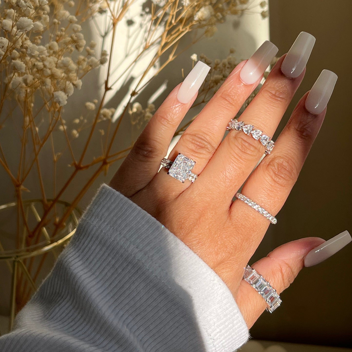 Alaia 4CT Radiant Cut Sterling Silver Ring