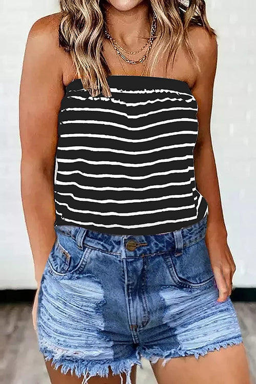 Off Shoulder Color Block Striped Top