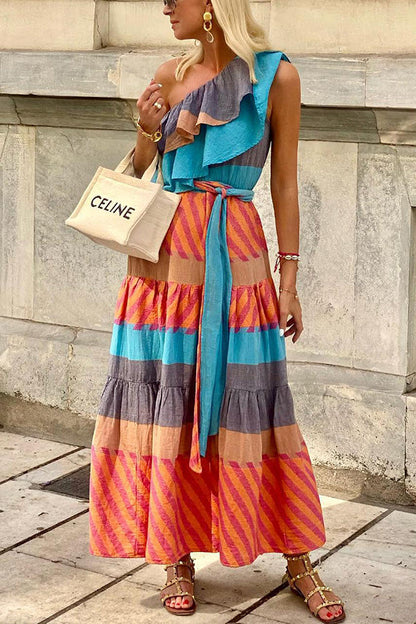 Main Stage Unique Printed Ruched Cross Over Detail Strap Midi Dress