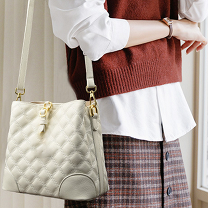 Chic Elegant Quilted Bucket Bag